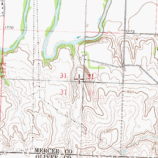 Topographic Map of Williston Basin, ND