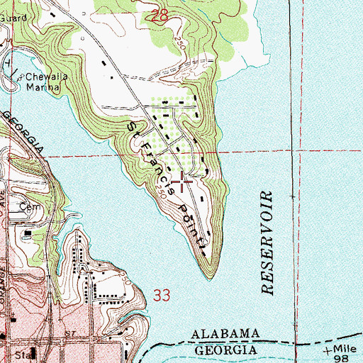 Topographic Map of Saint Francis Point, AL