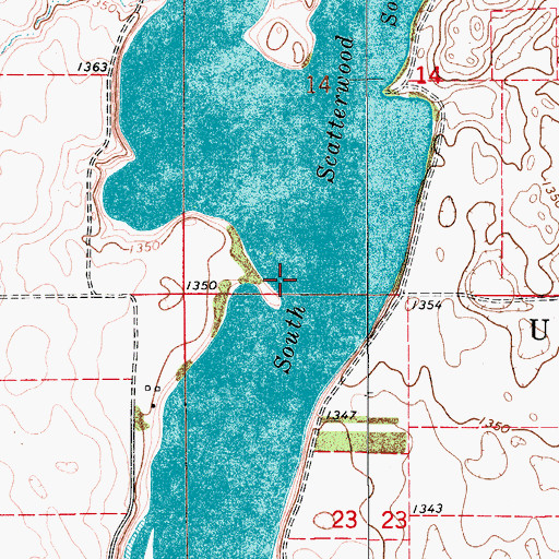 Topographic Map of Scatterwood Lake, SD