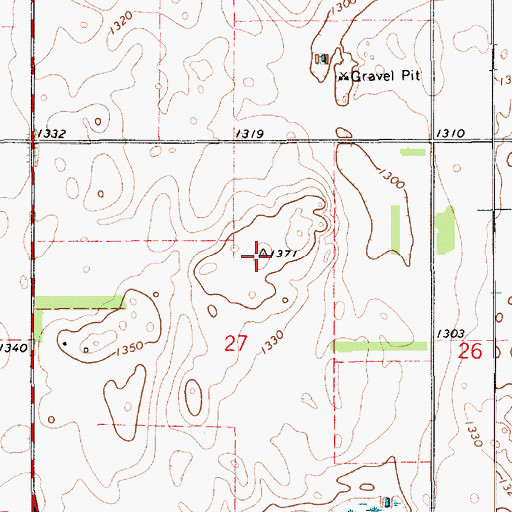 Topographic Map of Redfield Hills, SD