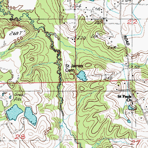 Topographic Map of Saint James Cemetery, AL