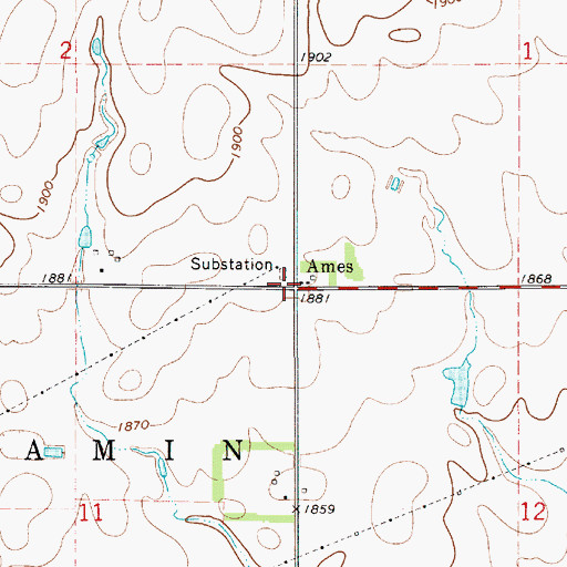 Topographic Map of Ames, SD