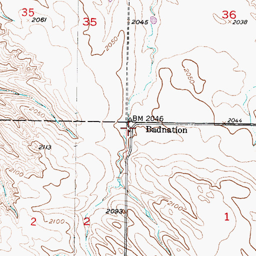 Topographic Map of Badnation, SD