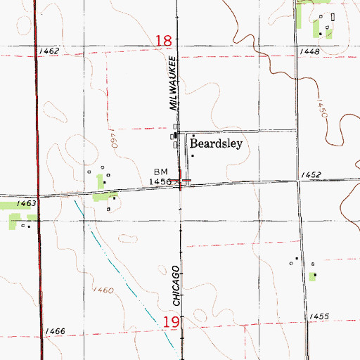 Topographic Map of Beardsley, SD