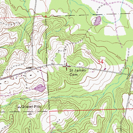 Topographic Map of Saint James Cemetery, AL