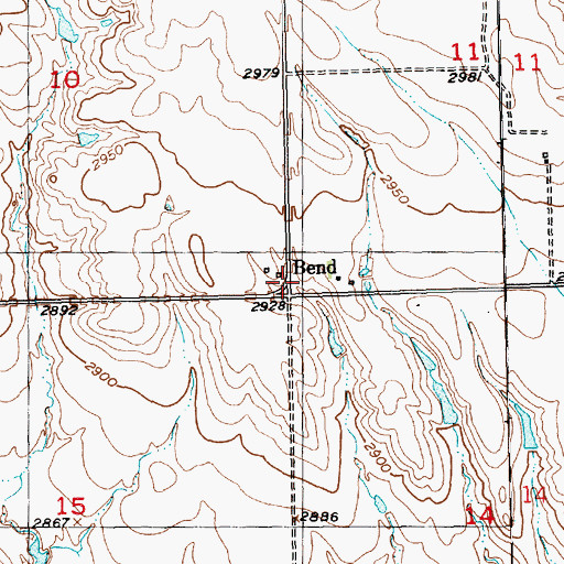 Topographic Map of Bend, SD