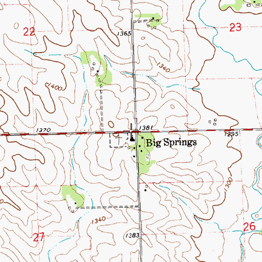 Topographic Map of Big Springs, SD