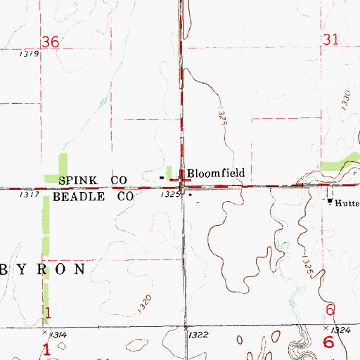 Topographic Map of Bloomfield, SD