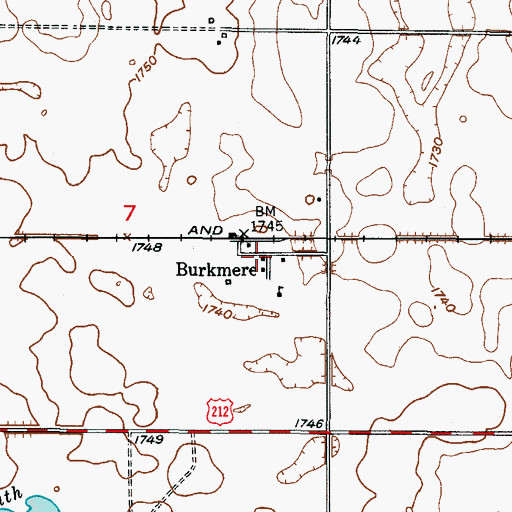 Topographic Map of Burkmere, SD