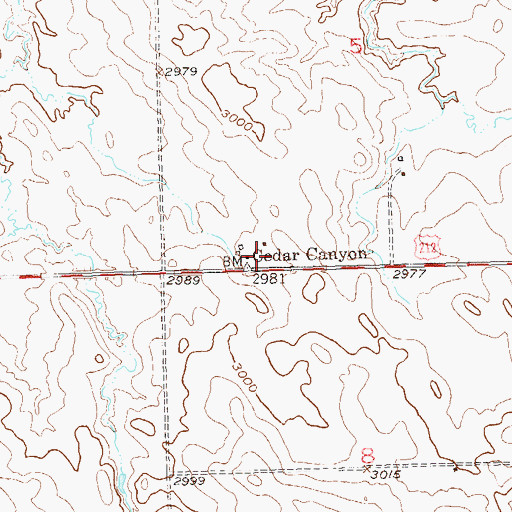 Topographic Map of Cedar Canyon, SD