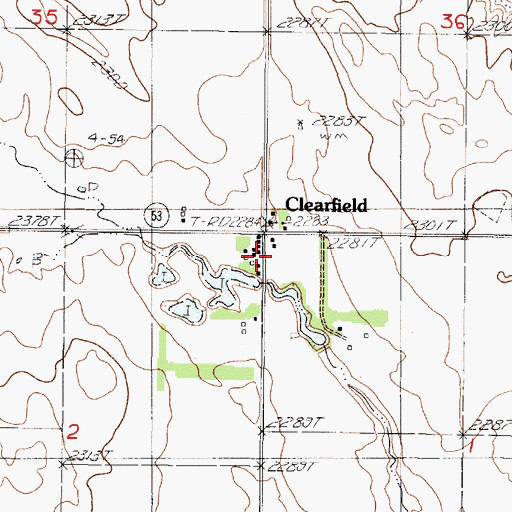Topographic Map of Clearfield, SD