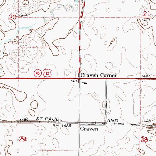 Topographic Map of Craven Corner, SD