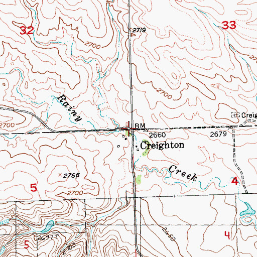 Topographic Map of Creighton, SD