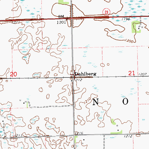 Topographic Map of Dahlberg, SD
