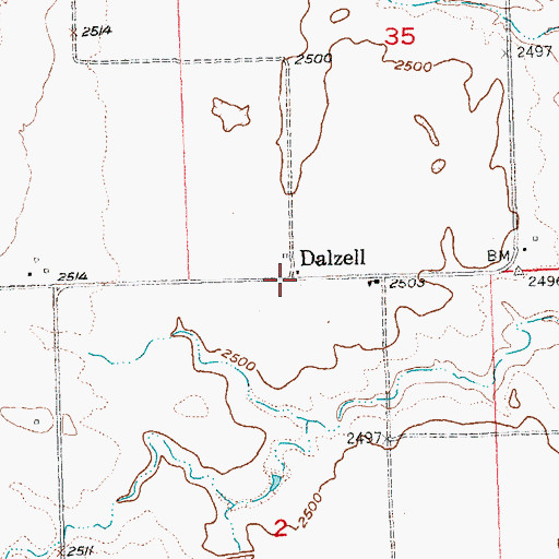 Topographic Map of Dalzell, SD