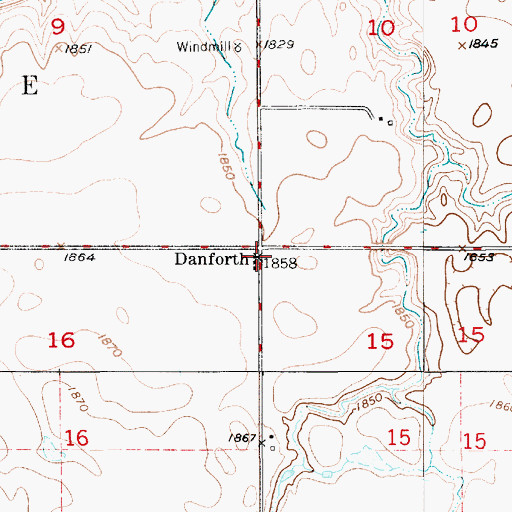 Topographic Map of Danforth, SD