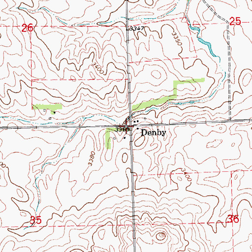 Topographic Map of Denby, SD