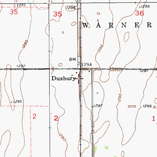 Topographic Map of Duxbury, SD