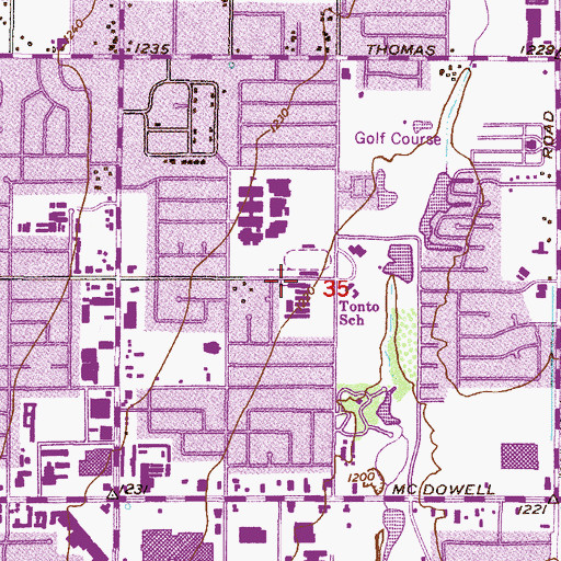 Topographic Map of Tonto School, AZ