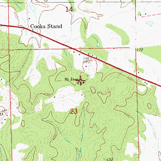 Topographic Map of Saint James Church, AL
