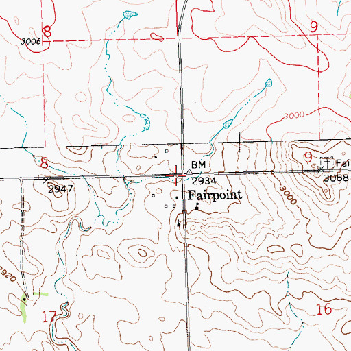 Topographic Map of Fairpoint, SD
