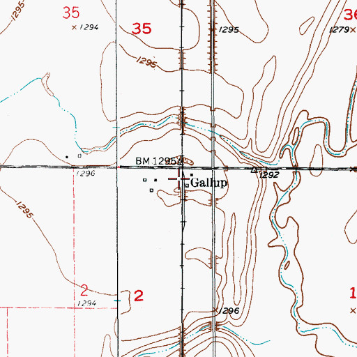 Topographic Map of Gallup, SD