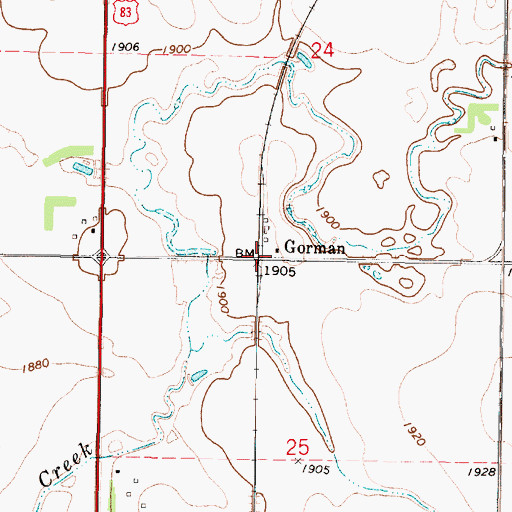 Topographic Map of Gorman, SD