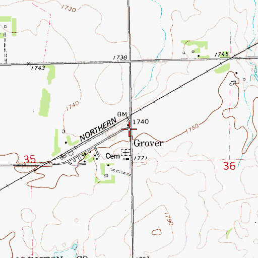 Topographic Map of Grover, SD