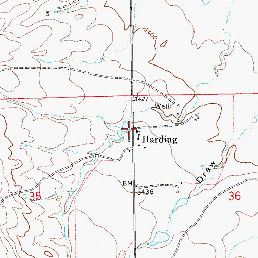 Topographic Map of Harding, SD
