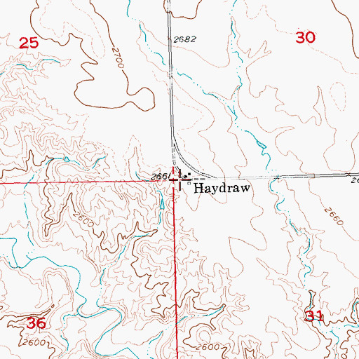 Topographic Map of Haydraw, SD