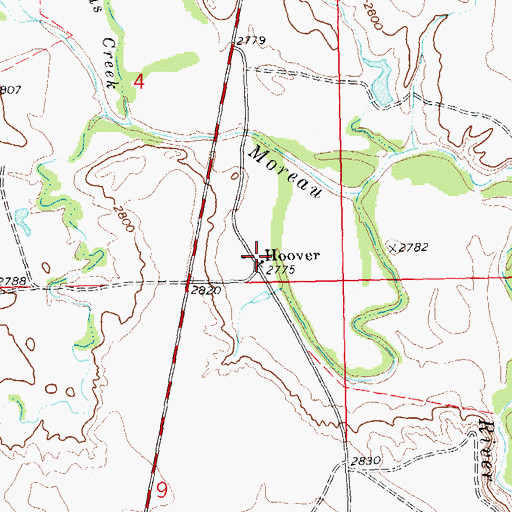 Topographic Map of Hoover, SD