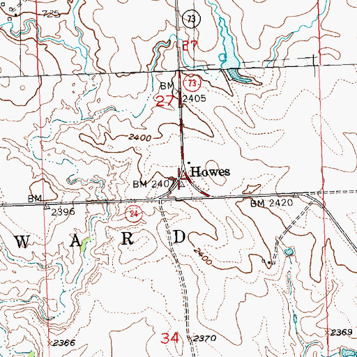 Topographic Map of Howes, SD