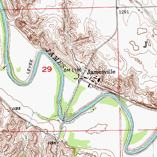 Topographic Map of Jamesville, SD