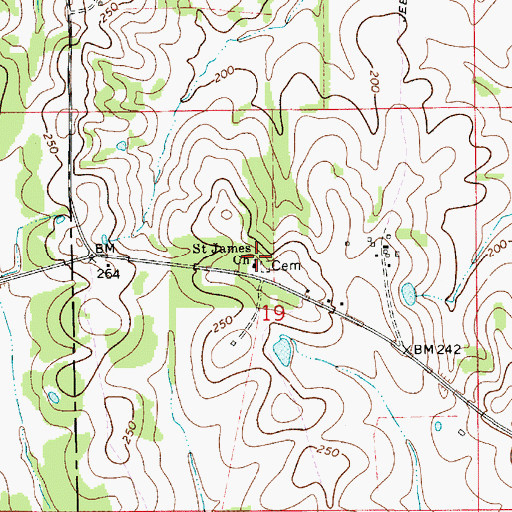 Topographic Map of Saint James Church, AL