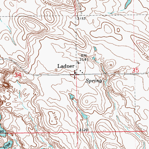 Topographic Map of Ladner, SD