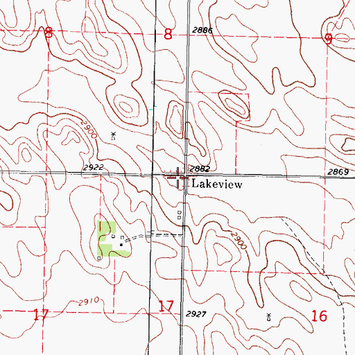 Topographic Map of Lakeview, SD