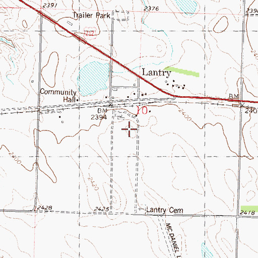 Topographic Map of Lantry, SD