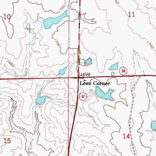 Topographic Map of Lees Corner, SD