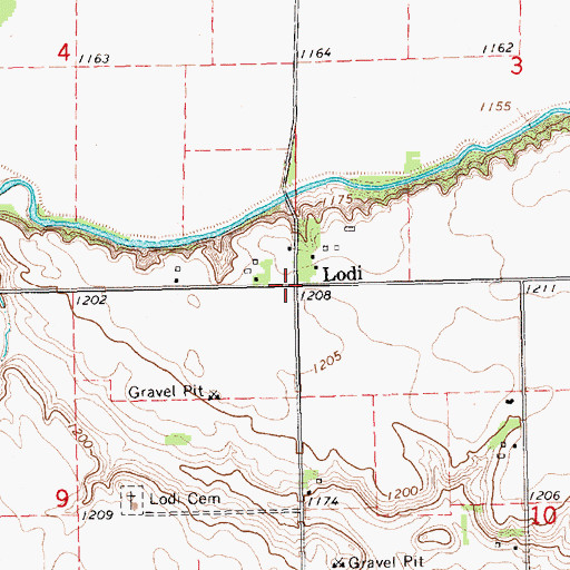 Topographic Map of Lodi, SD