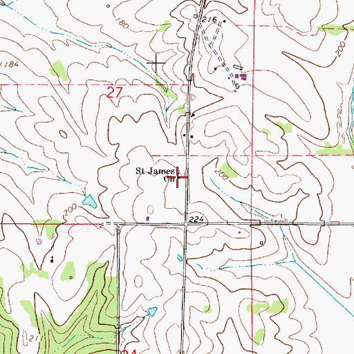 Topographic Map of Saint James Church, AL