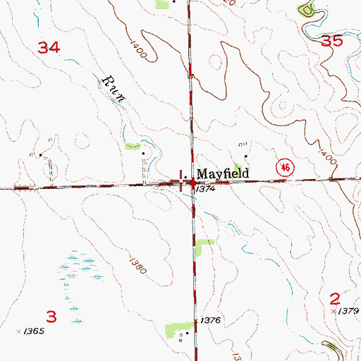 Topographic Map of Mayfield, SD