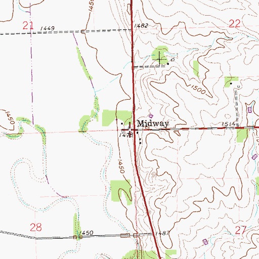 Topographic Map of Midway, SD