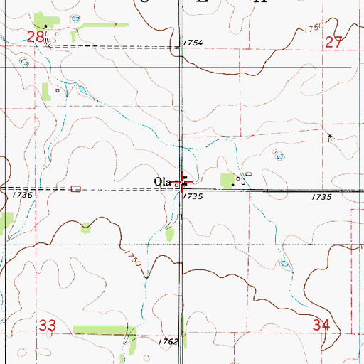 Topographic Map of Ola, SD