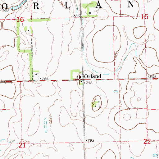 Topographic Map of Orland, SD