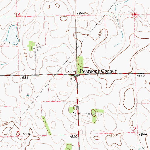 Topographic Map of Pearsons Corner, SD