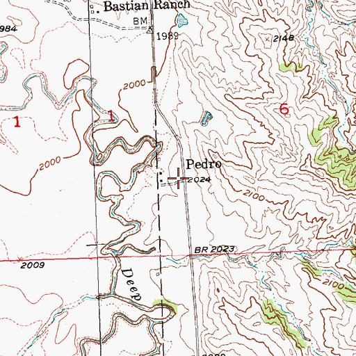 Topographic Map of Pedro, SD