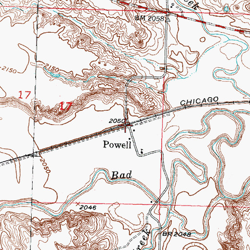 Topographic Map of Powell, SD