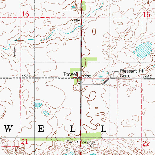 Topographic Map of Powell, SD