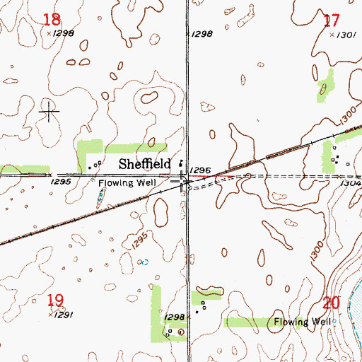 Topographic Map of Sheffield, SD