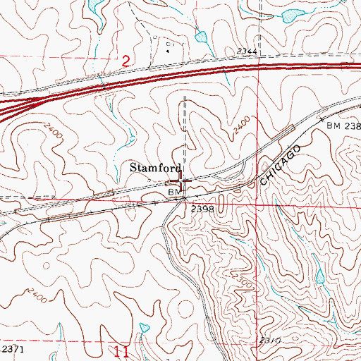 Topographic Map of Stamford, SD